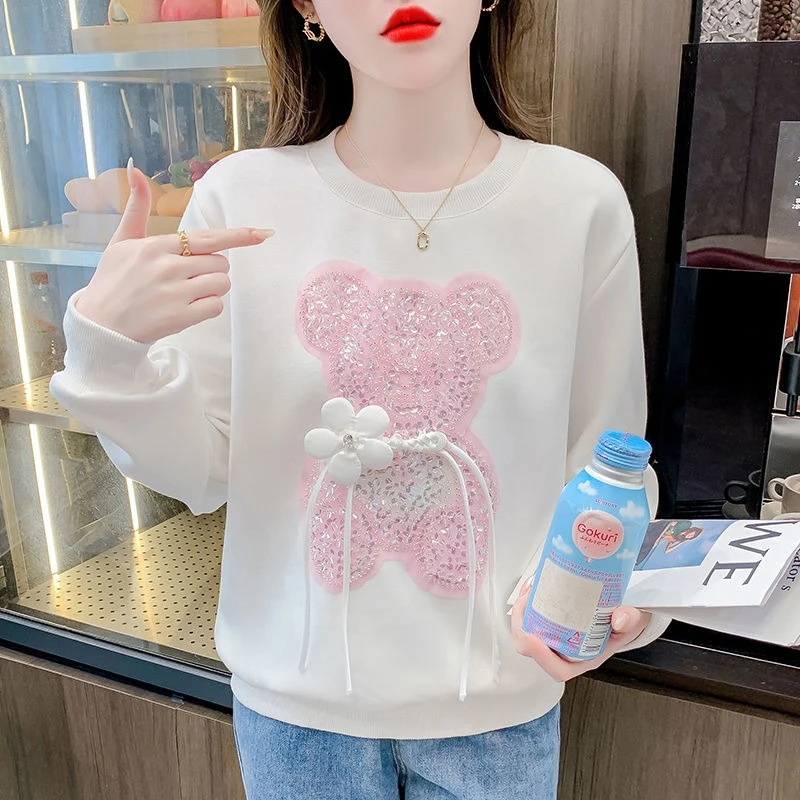 فضفاض الترتر البلوز للنساء Kpop رخيصة لطيفة اللون الأساسية ملابس الشباب دروبشيبينغ طويلة الأكمام امرأة البلوز القمم #6