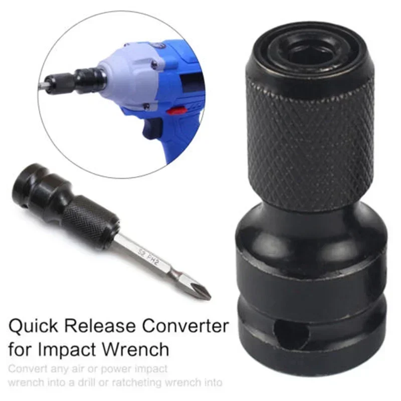 1/2’’ Drive To 1/4’’ Hex Drill Chuck Converter Socket Adapter Drill Chuck Drill Chuck Adapter For Impact Wrench