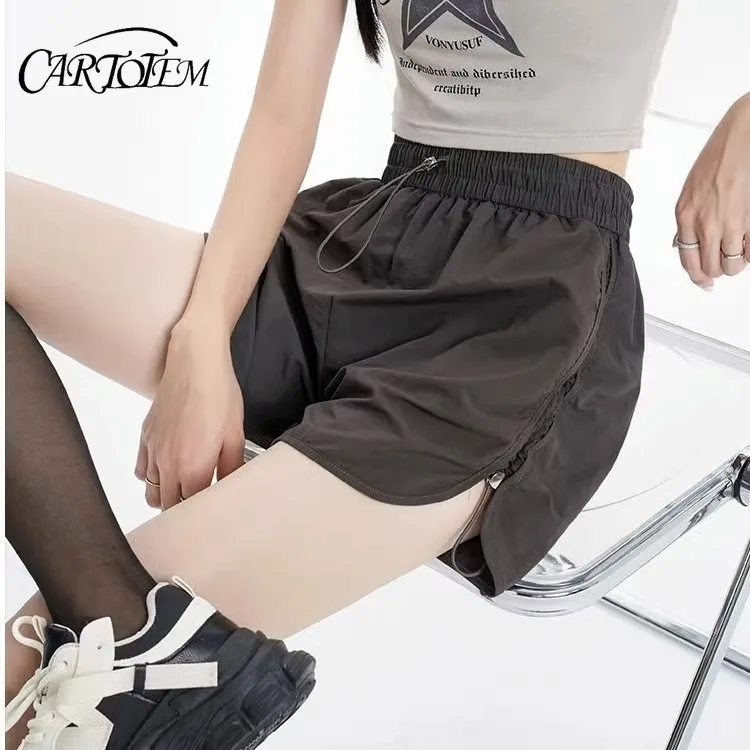 ハイウエストルーズカジュアル速乾性ワークショーツ女性用多用途痩身ワイドレッグパンツホットパンツ