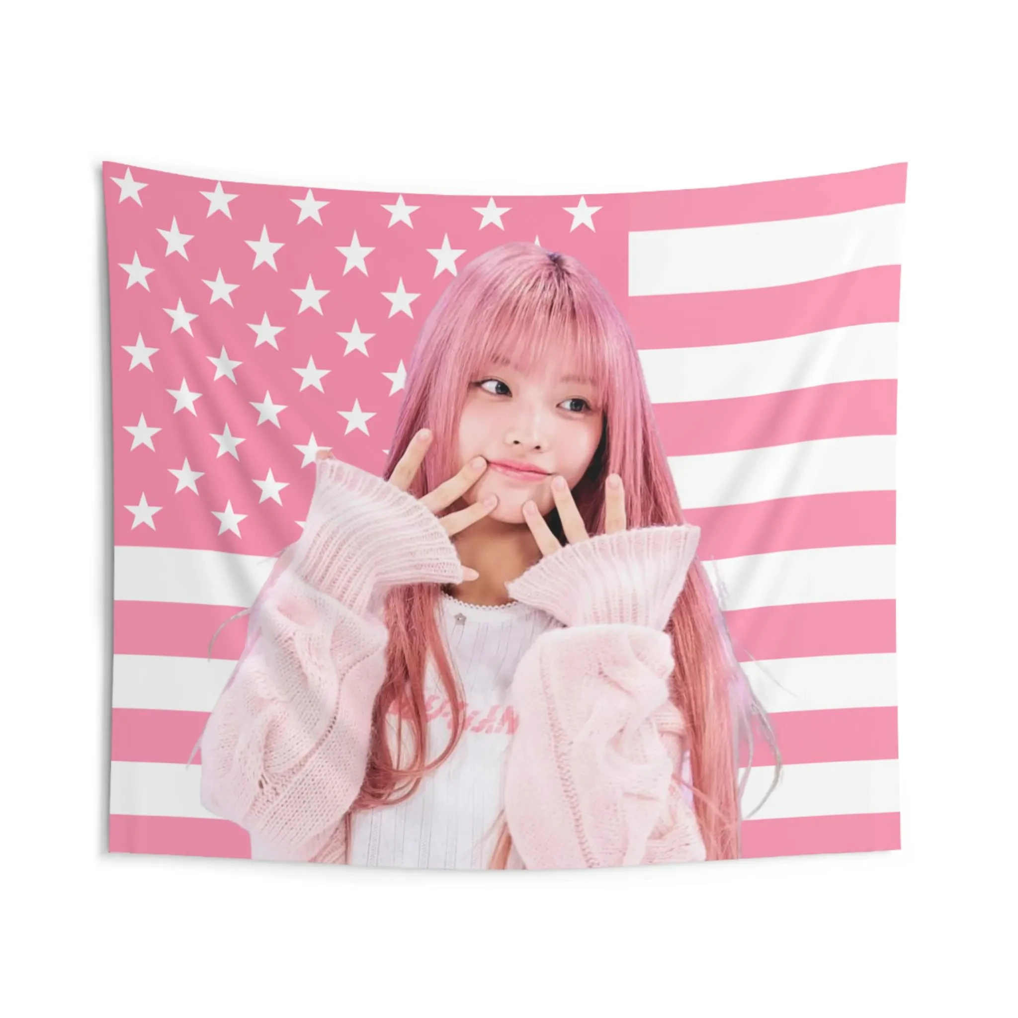 Tapiz de bandera rosa de Kpop Illit Iroha, bandera de concierto, decoración colgante de pared interior, adorno de ídolo, colgante de pared atmosférico