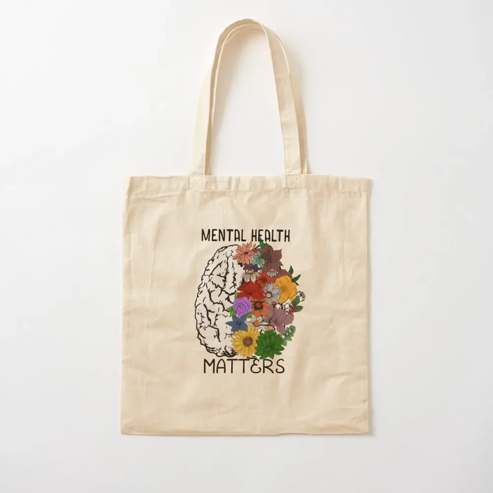 Mental Health Matters- Floral Brain Tote Bag Women's tote bag Candy bags Tote Bag