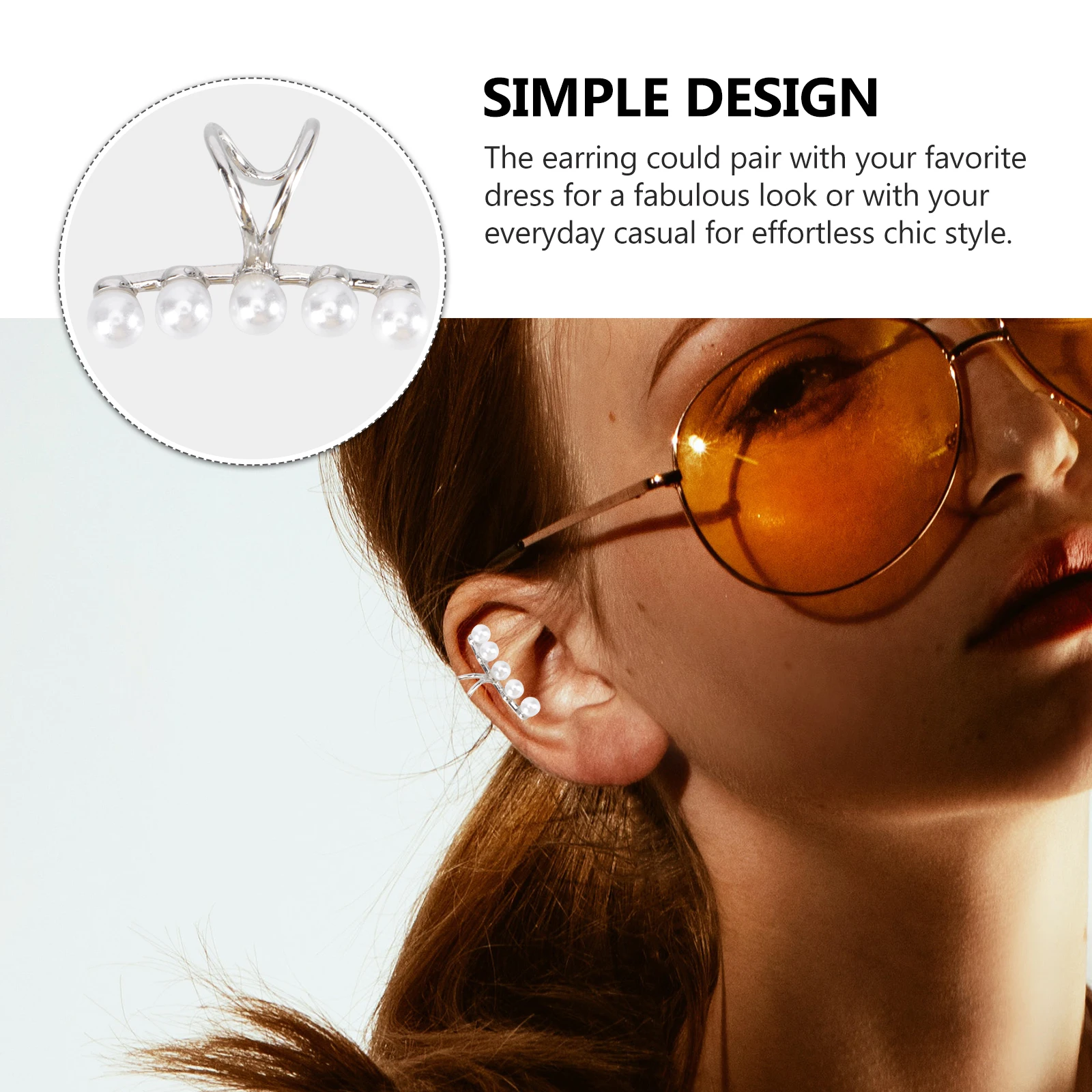 

1Pcs Pearl Ear Clip Stylish Elegant Lightweight Chic Ear Hanging Decor for Women Casual Dress Pearl Earring Creative Earrings