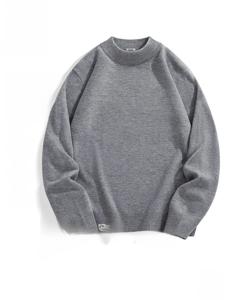 

Мужской вязаный свитер из чистой шерсти, мягкий, теплый, повседневный, с длинным рукавом, круглым вырезом, пуловер, осенняя новинка