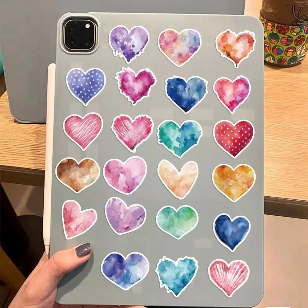 Laptop Stickers Skateboard Decals 50pcs Love Heart Stickers Self-adhesive Decals for Diy Laptop Scrapbook Notebook Waterproof