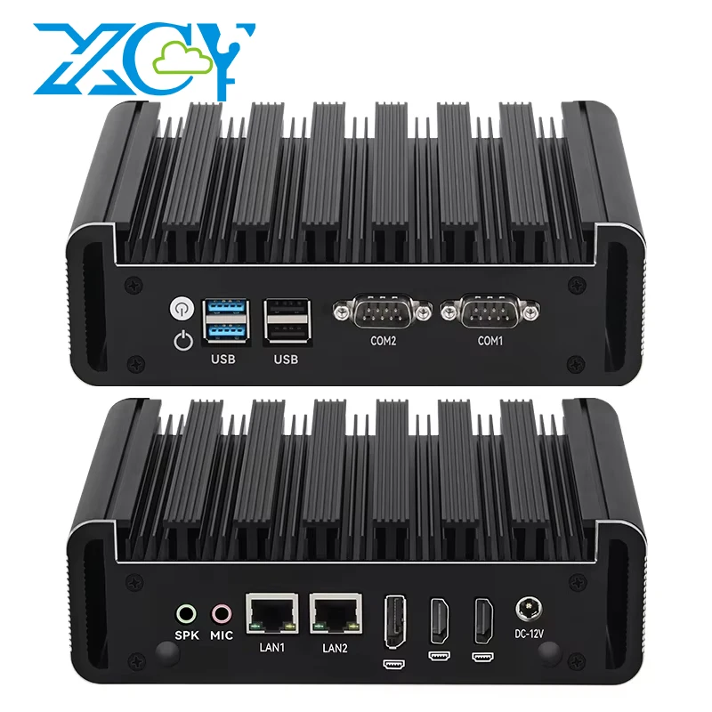 Mini PC industrial Intel N100 sin ventilador 2x Ethernet 2x COM DB9 RS232 2x HDMI2.0 1*DP 4*USB WiFi Windows10/11 Linux