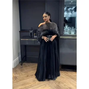 Lange plissierte weibliche Chiffonkleider mit Blumenstreifen, komplette Linie eine Linie, elegante Maxikleider, beeindruckendes Rosa, 2022 8 Hauptverkäufe rosa Kleid rosa - №7