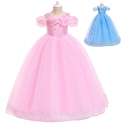 Cinderella  Princess Dress Fashion Cosplay Costume Girl Dress Birthday Party Costume for Halloween Christmas Baby Girl Dress