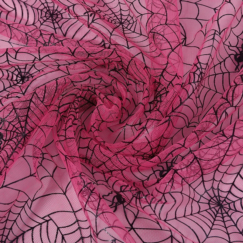 

Black Bronzing Halloween Spider Web Mesh Fabric Ghost Festival Easter Stage Dress Hexagonal Mesh Fabric
