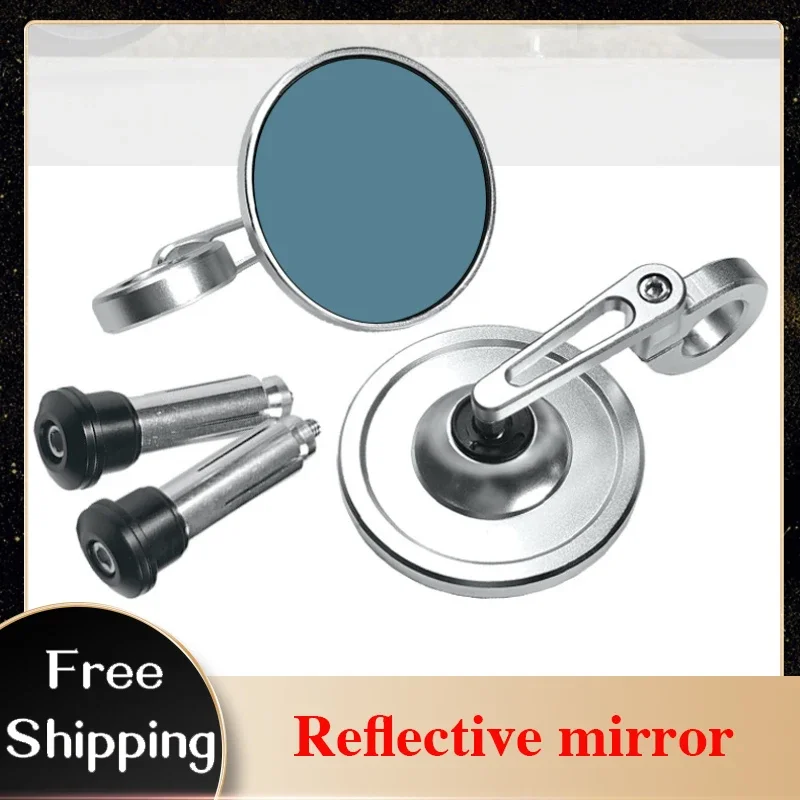 Motorcycle Handlebar Mirror Bar End Rear View Mirrors Balance Slider Grip Side Mirror CNC Silver Universal Reflective Mirror