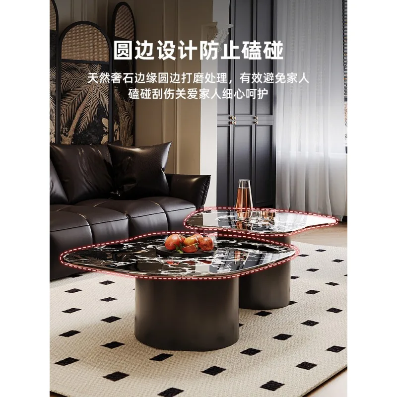 Coffee table black special-shaped size coffee table combination light luxury high-end sense