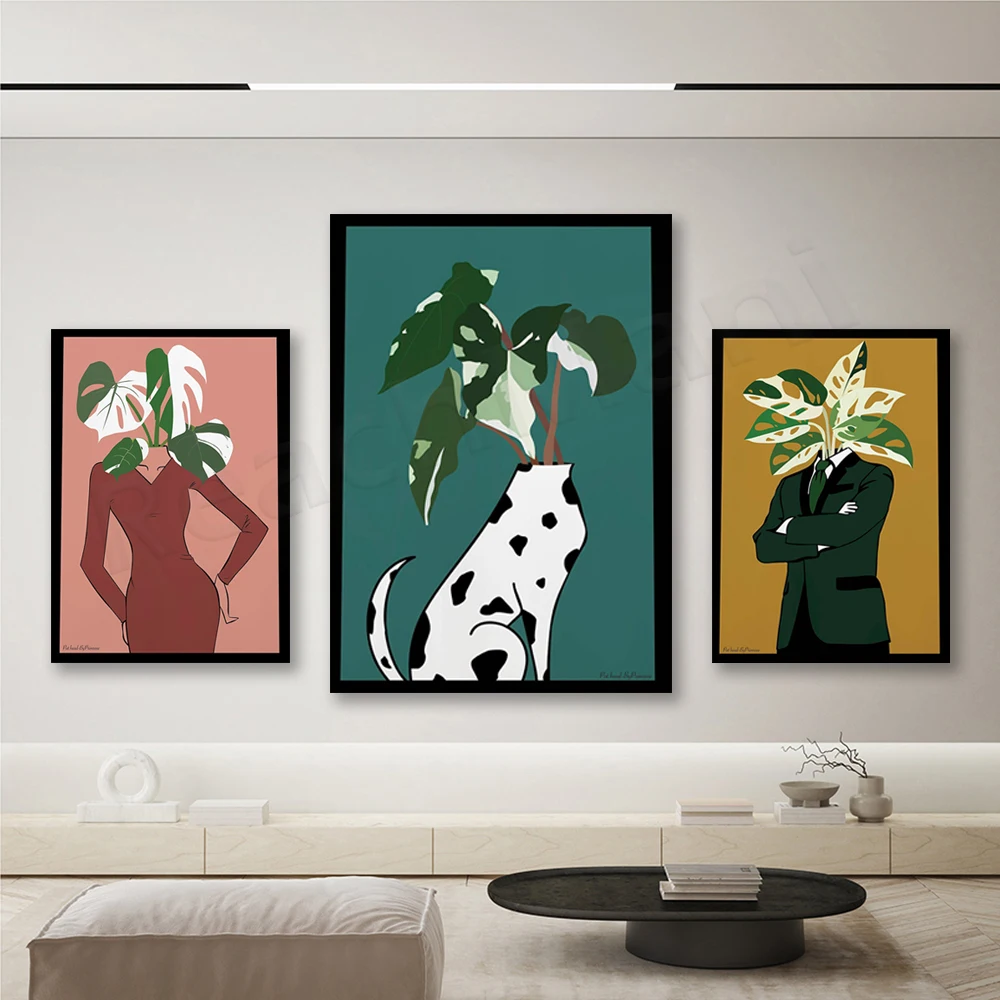 Syngonium albo Dalmatians poster, green suit and burgundy dress poster, botanical illustration, vintage canvas print