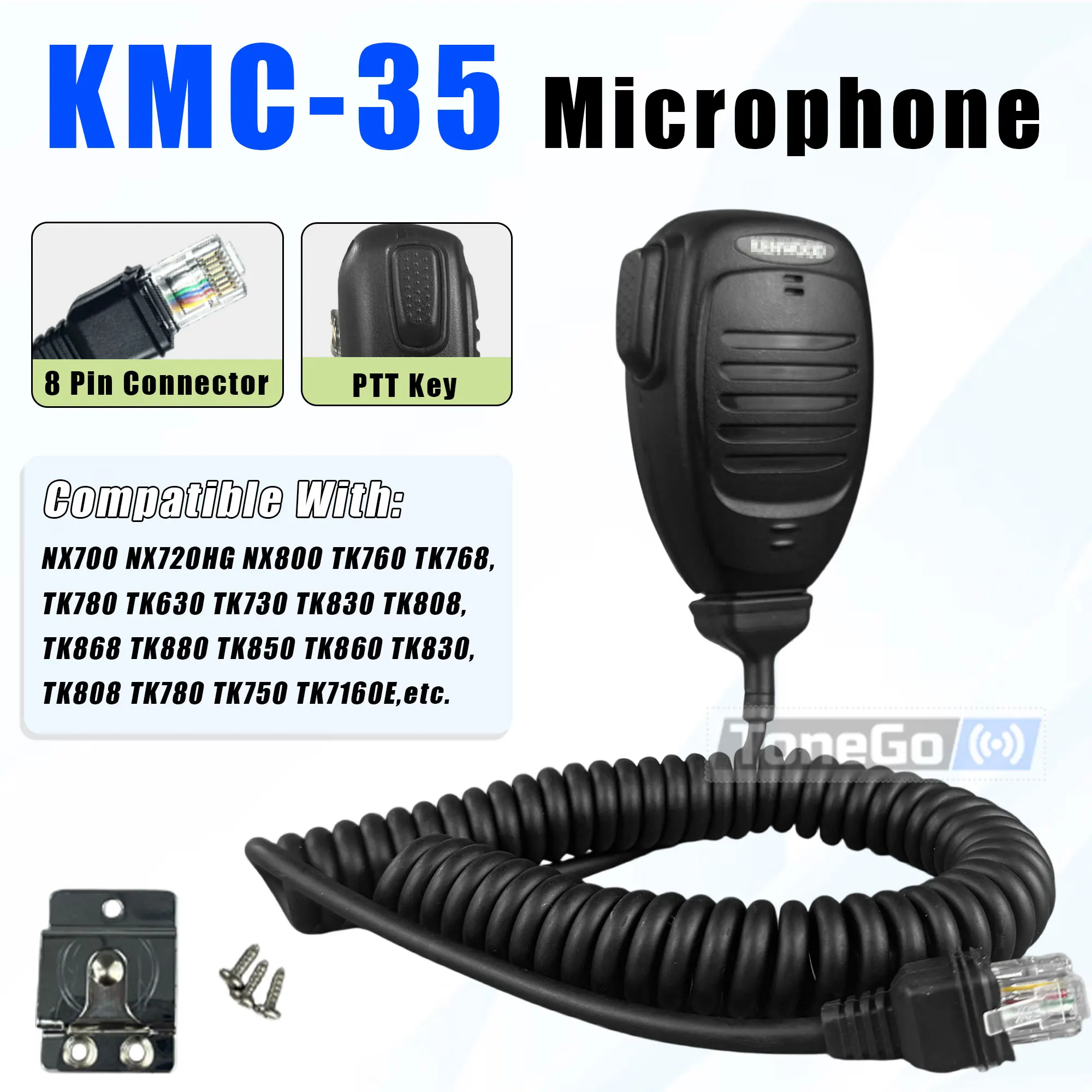 

1/2PCS KMC-35 Speaker Microphone PTT 8 Pin Handheld Mic Compatible With Kenwood Radio TK7360 TK8160 TK8180 TK7180 NX700 NX800