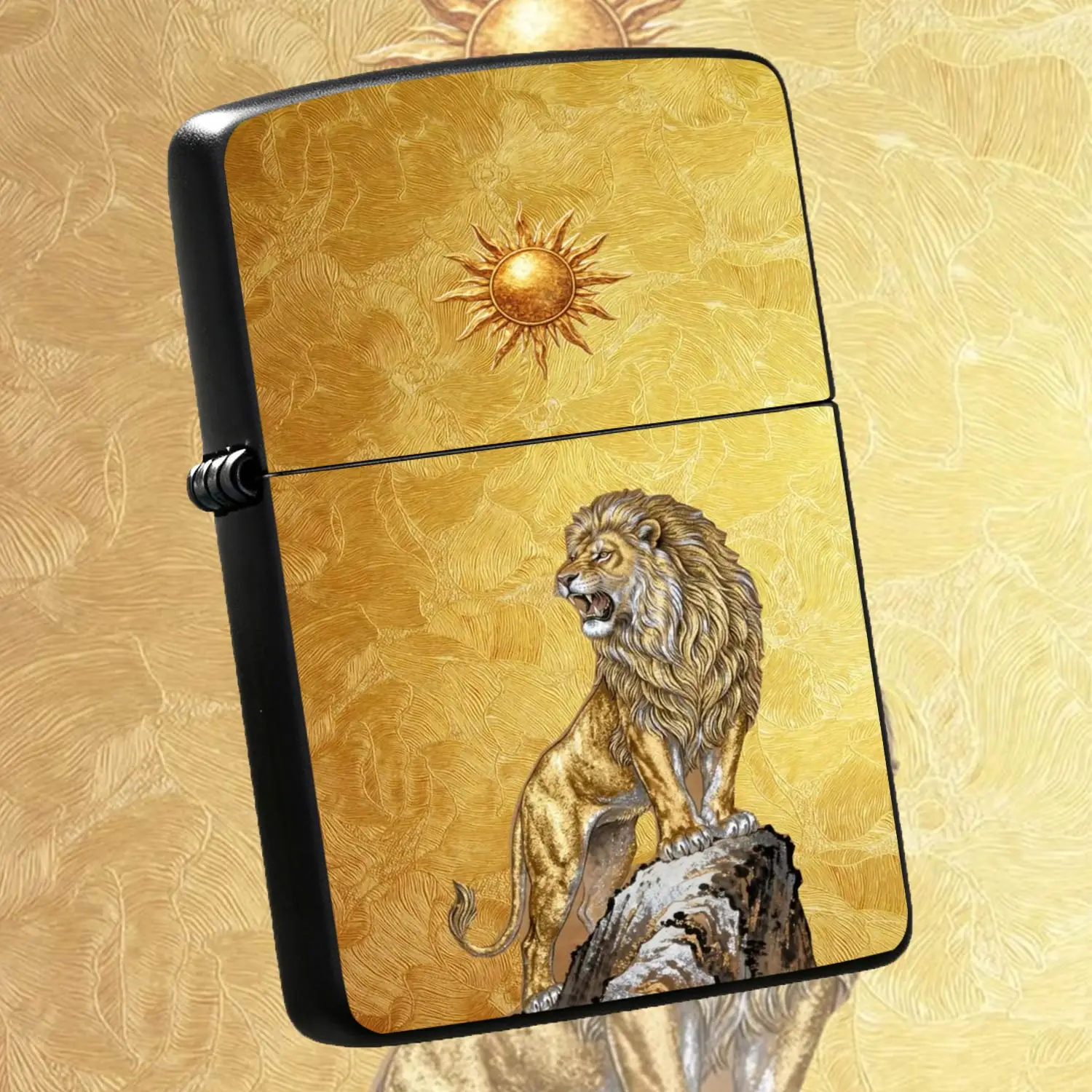 Luxury Golden Sun Lion Themed Lighter, Exquisite Craftsmanship With Delicate Textured Art Print, Suitable For Daily Use, Business Occasions, Gatherings And Various Scenarios, Elegant High-End Decorative Practical Access A Humorous And Inter