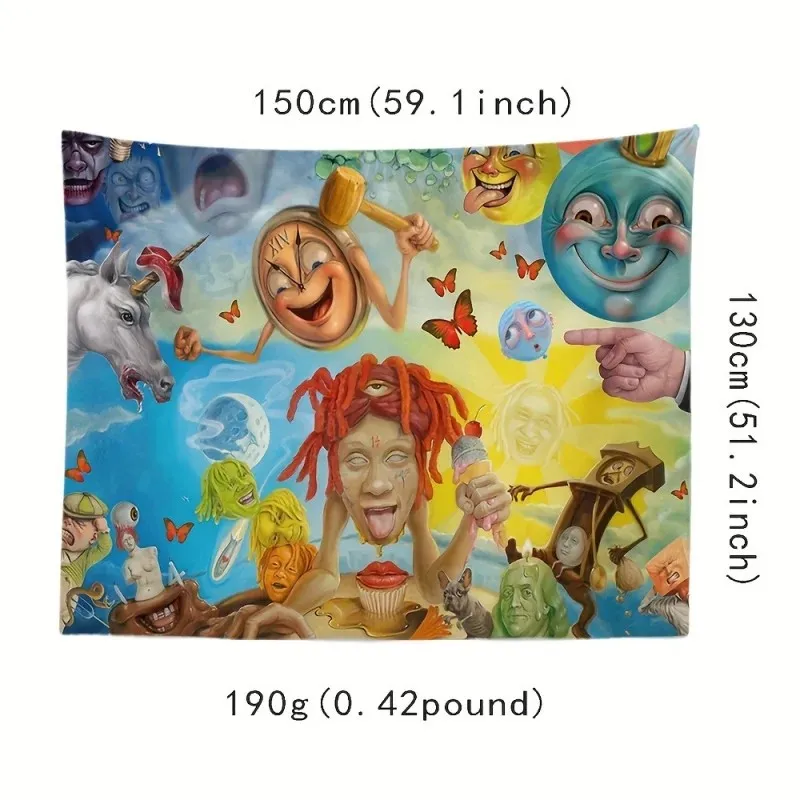 VIKAMA Trippie Redd Life's a Trip Psychedelic Tapestry Wall Hanging Bedroom Dorm Living Room Decor Rapper Fan Art