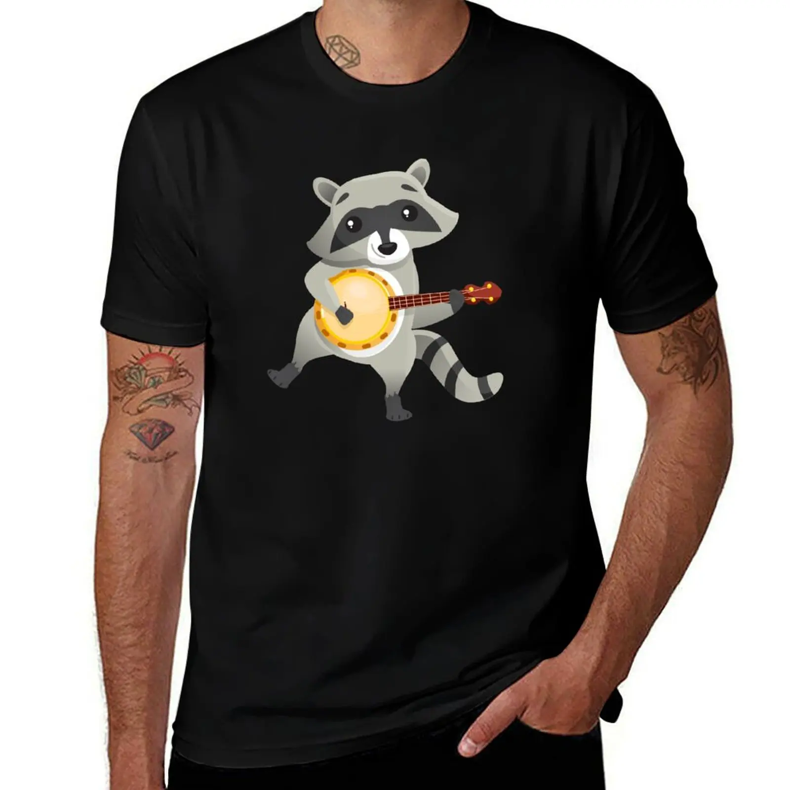 

funny shirt t man Funny for 100 raccoon percent graphic the playing cotton dark humor banjo T-Shirt man T-Shirt t t shirts shirt