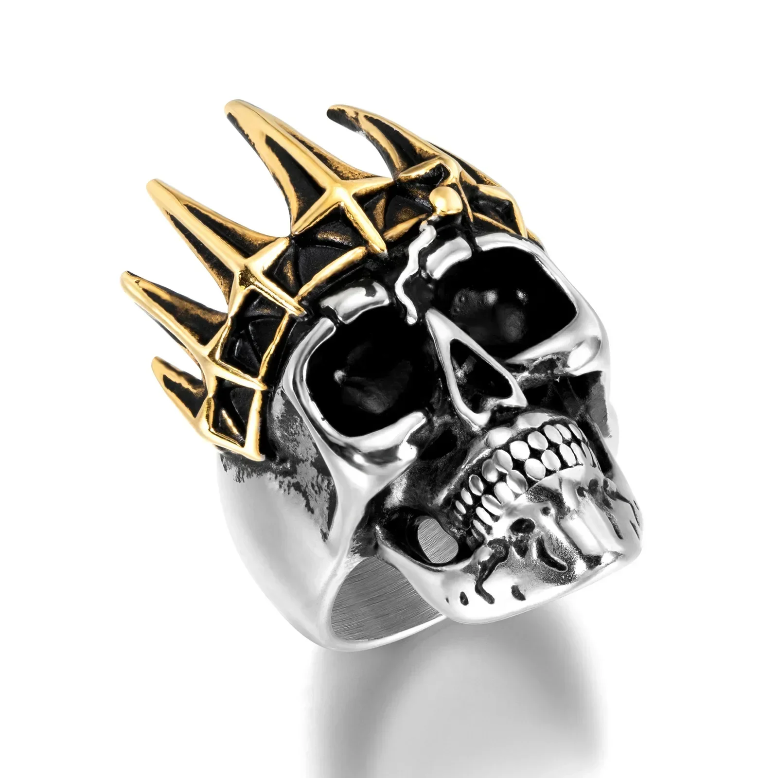 Western Cow Skeleton Rings,Stainless Steel Retro Men Finger,Fashion Punk Jewelry