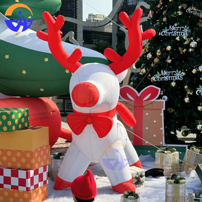 

Надувная мультяшная рождественская модель оленя - праздничная атмосфера, декоративная опора для уличных торговых центров и баров во время Рождества