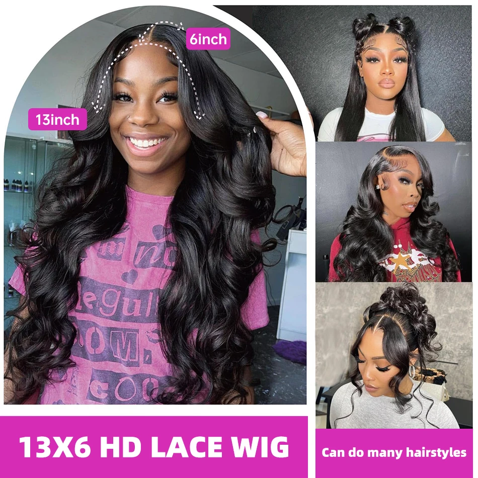 30Inch Brazilian Body Wave 200 Density 13x6 HD Transparent Lace Front Wigs 13x4 Lace Frontal Human Hair Wig 5x5 Lace Closure Wig