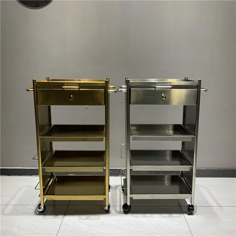 Beauty Hairdressing Stainless Steel Barber Store Tool Cabinet Salon Trolley Simple Hair Cutting Cabinet