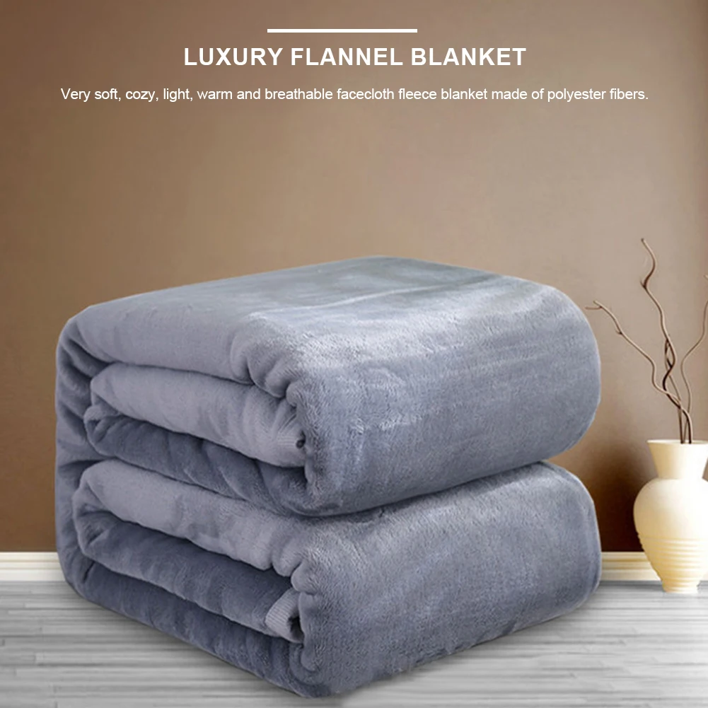 Plush Flannel Blankets Solid Color Fleece Throw Blanket Lightweight for Adult Children Home Office