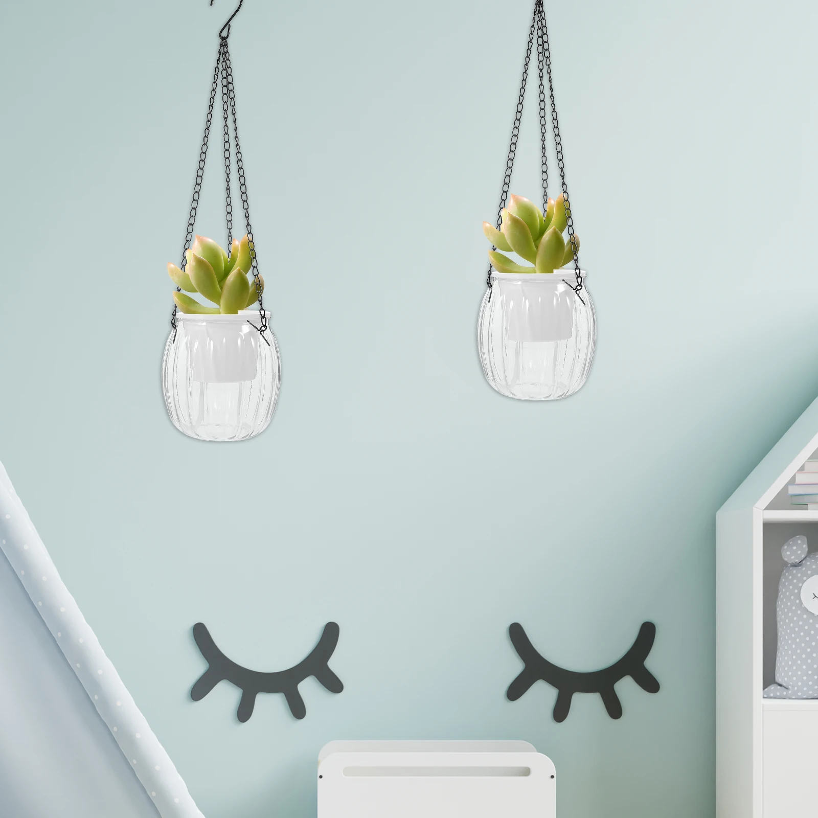 

Self Watering Hanging Plant Pot Transparent Grey 50x20cm Nursery Pots Garden Flowerpot Plastic Planter