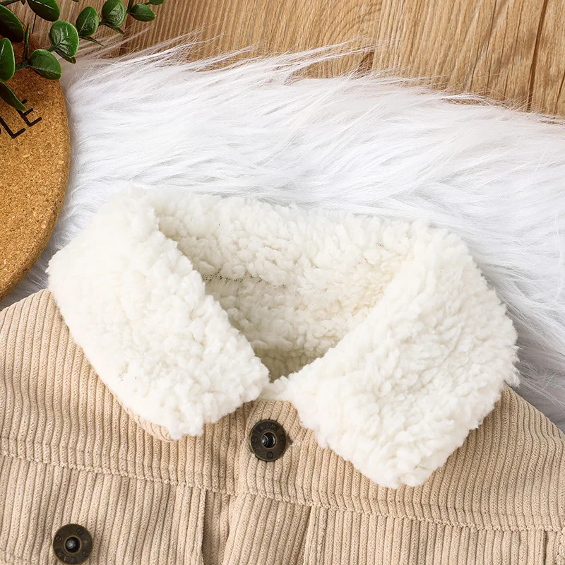 2024 Baby Autumn Clothes Corduroy Lamb Wool Kids Jackets for Girls Boys Coats Children Outerwear Clothing Infant Baby Tops