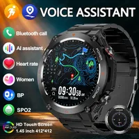 KC82 Smart Watch GPS Sport Compass Outdoors 1ATM Waterproof Watch 1.45 Inch AMOLED Bluetooth 5.2 Call Voice Assistant Smartwatch