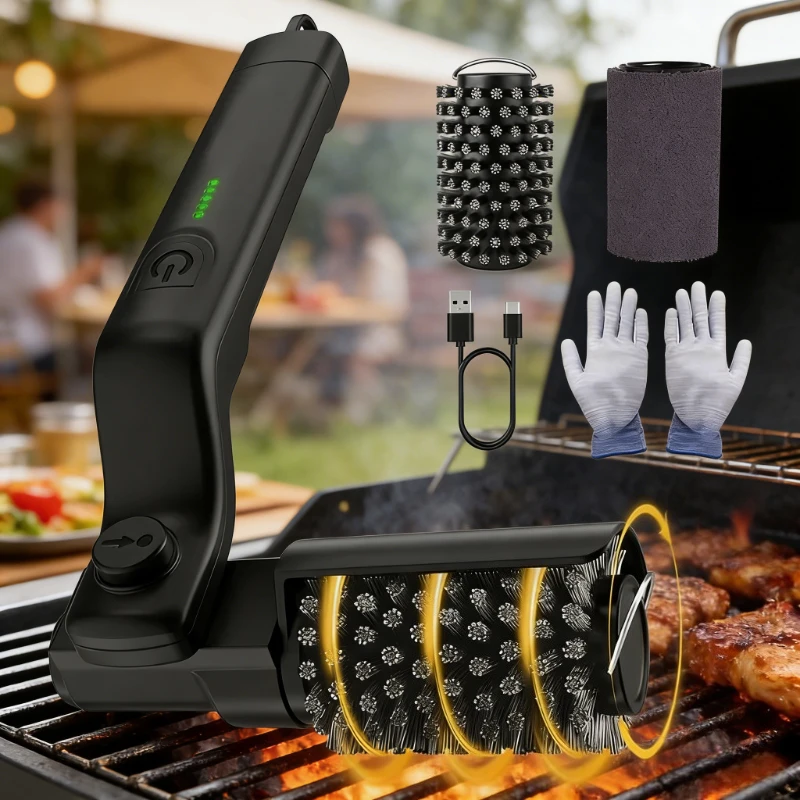Electric BBQ Grill Brush for Cleaning Grill Grates Heavy Duty Oil Stain Remover Brush Heat Resistant Barbecue Cleaning Tools