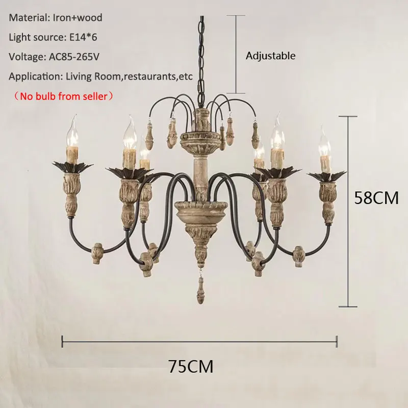 الأمريكية الرجعية الفرنسية الخشب الثريا الأوروبية مطعم الإقامة غرفة نوم ديكور ضوء غرفة المعيشة المطبخ قلادة مصباح