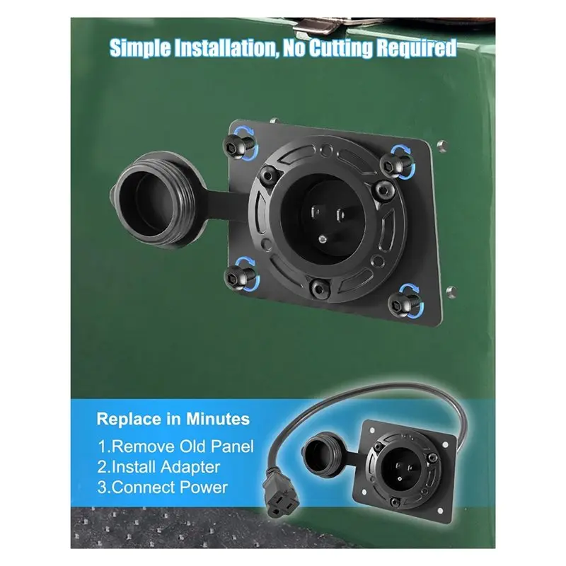 L71A Receptacle Replacement Adapter For EZGO TXT36 EXTRON 120V Plug, Golf Cart Port Cover Plate For Lithium Batt