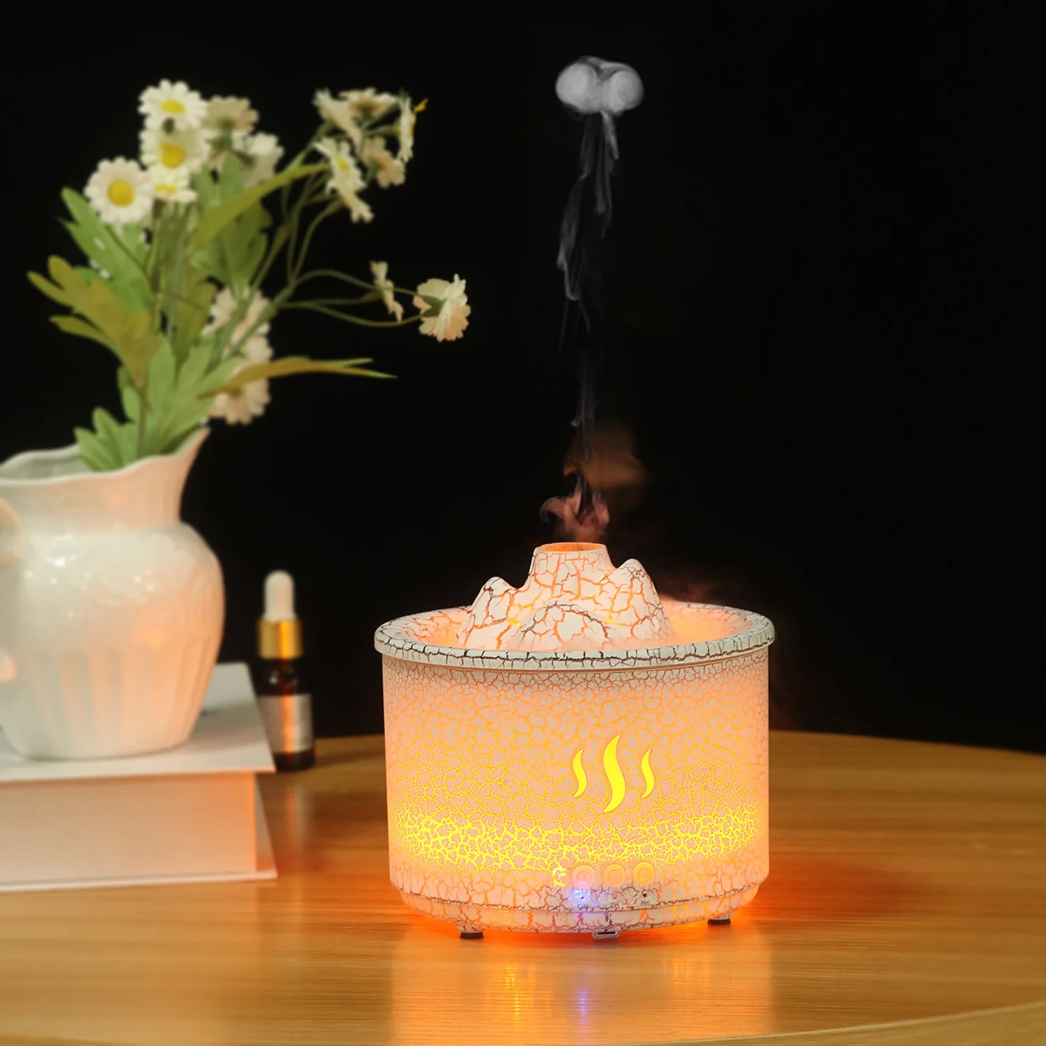 260ml Ultrasonic Air Humidifier Essential Oil Diffuser Flame Volcano Mist Maker Remote Control Aromatherapy Fragrance Machine
