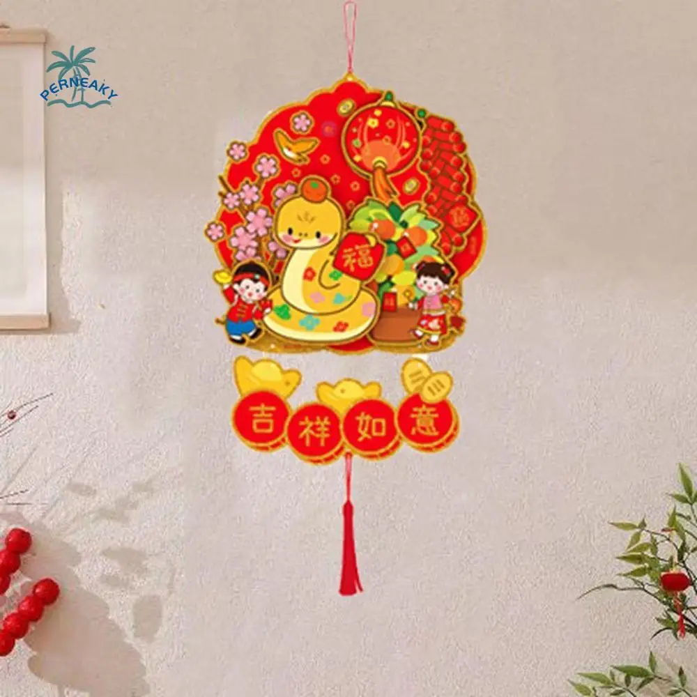 Paper New Year Hanging Pendent Classic Elements Traditional Chinese Style Hanging Ornament with Tassel Decorative