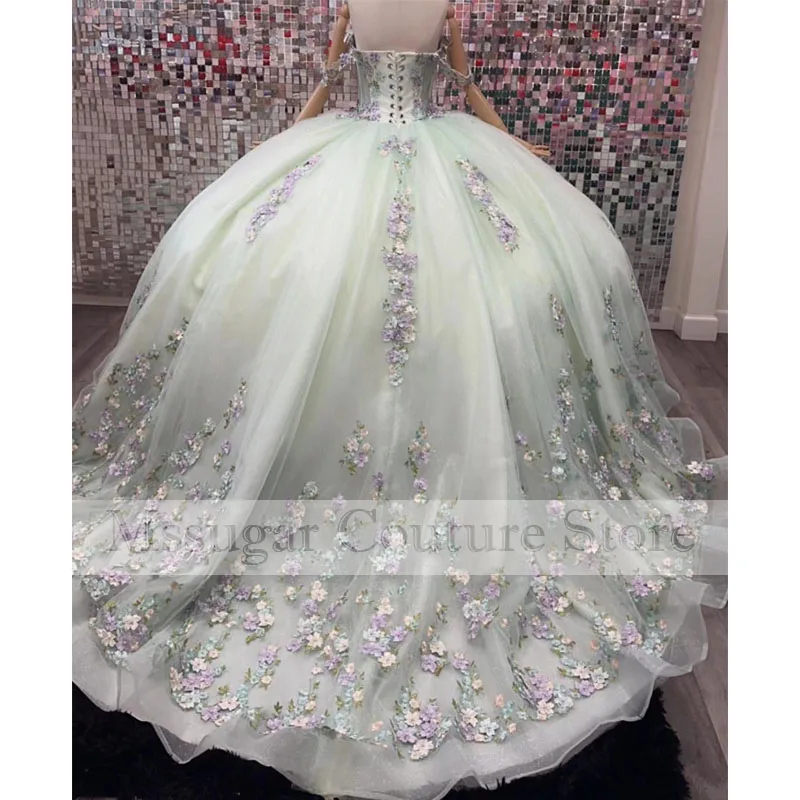 فساتين Sweet 16 Quinceanera 2023 بدون الكتف مزينة بحفلات مخصصة للأميرة Vestidos De 15 Años