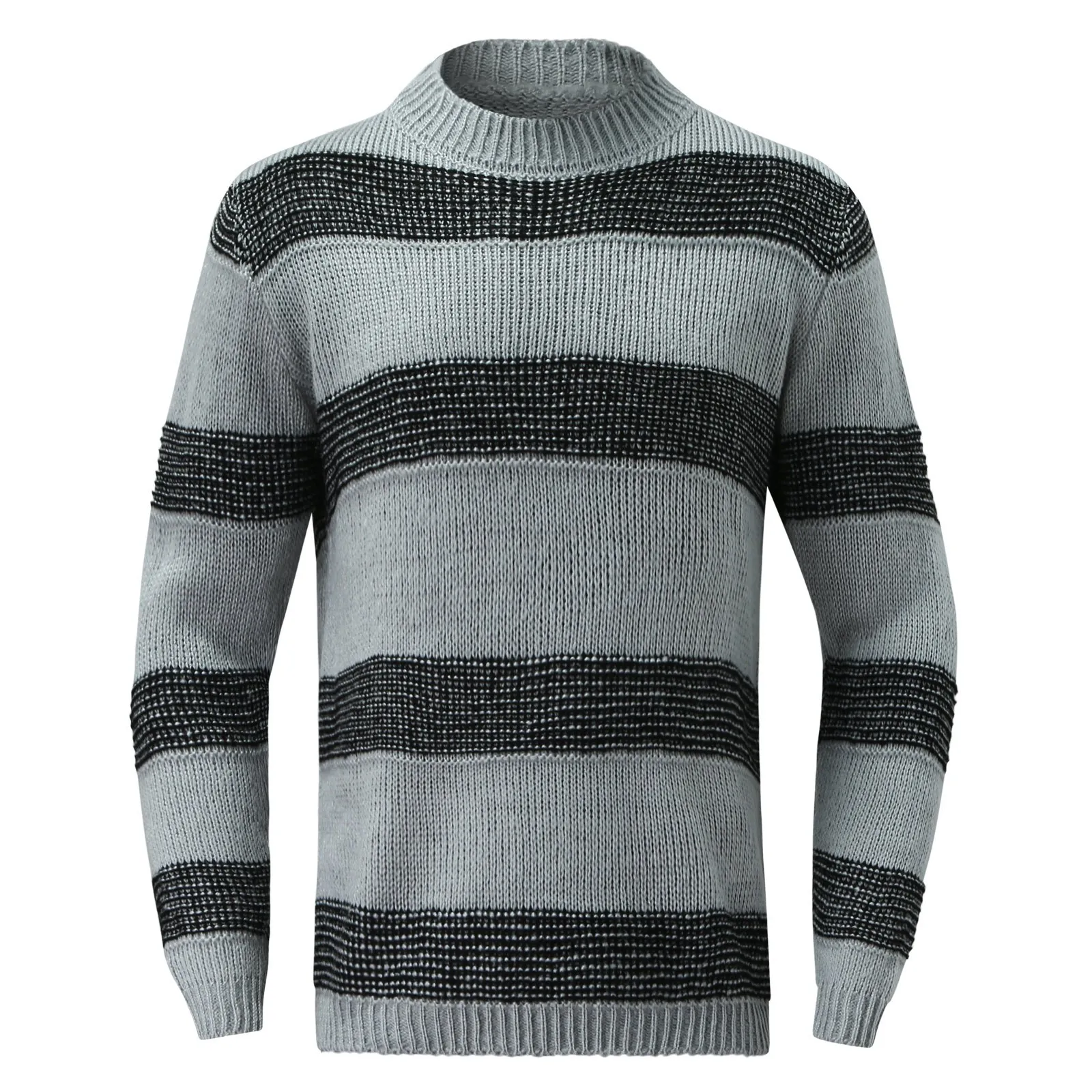 Pull rayé à col rond pour hommes, pull coupe couvertes, pull classique, tricots chauds, vêtements d'hiver, nouveau