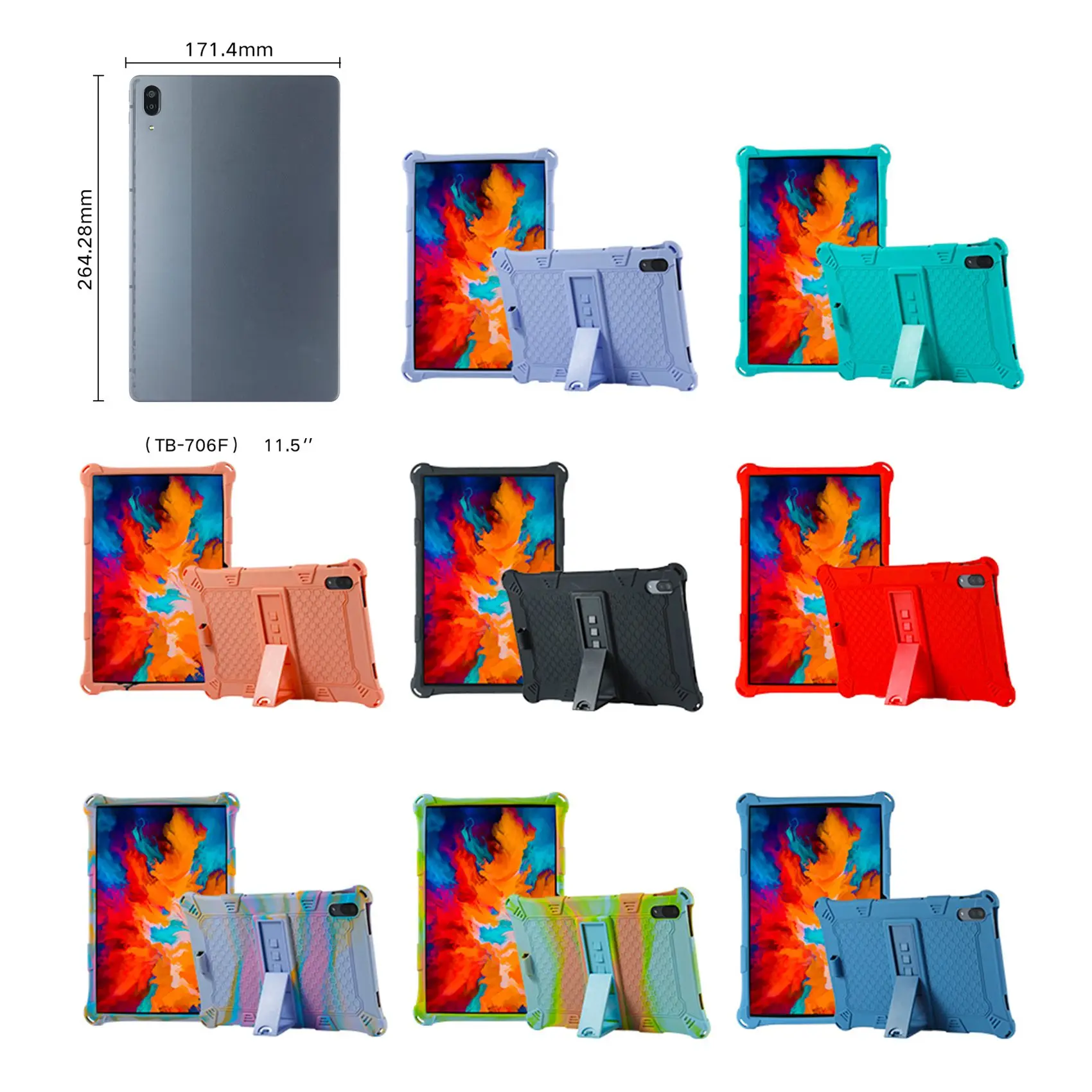 حافظة من السيليكون لجهاز Lenovo Xiaoxin Pad Pro TB-J706F مقاس 11.5 بوصة حافظة مضادة للسقوط مع تابلت قابل للتعديل
