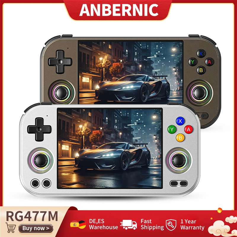 Consola de Juegos Retro Portátil Anbernic RG477M, Pantalla LTPS In-Cell de 4.7 Pulgadas y 1280*960, Android 14, Aluminio CNC, Batería de 5300 mAh, Reproductor de Juegos Portátil