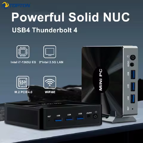 Topton Intel i7 1365U ES Metal Nuc Gaming Mini PC 10 Cores Thunderbolt 4 2*DDR5 2*2.5G LAN Windows 11 Firewall Computer WiFi6E