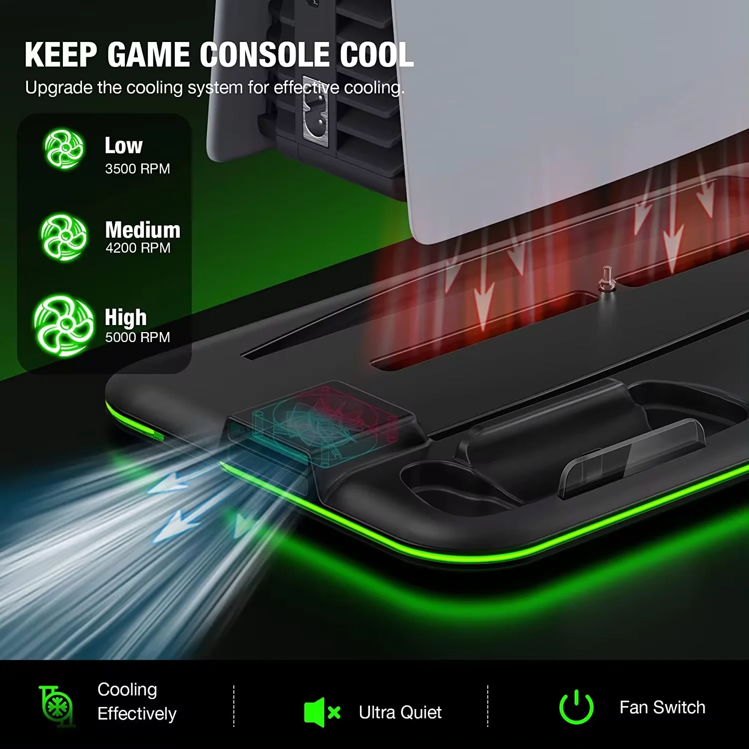 STORM WYRM Cooling & Charging Station พร้อมคอนโทรลเลอร์สําหรับ Playsation 5 ดิจิตอล/แผ่นดิสก์, RGB Light, ชุดหูฟัง STK-DZ501