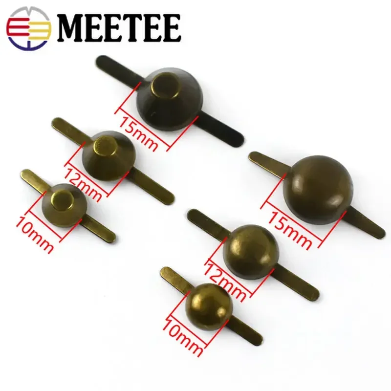 10/12/15mm Metal Rivet Stud Two-legged Nails Buckles Handbag Bottom Protect Decorative Clasps DIY Leather Repair Accessories