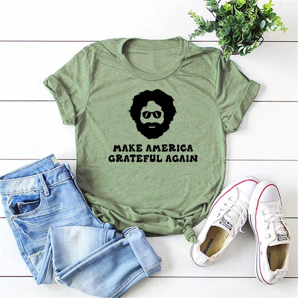 The Grateful-Dead Merch Shirts Gift Gfor Fans Hipster Tops Make America Grateful Again Shirt Funny Jerry Garcia Graphic Tee