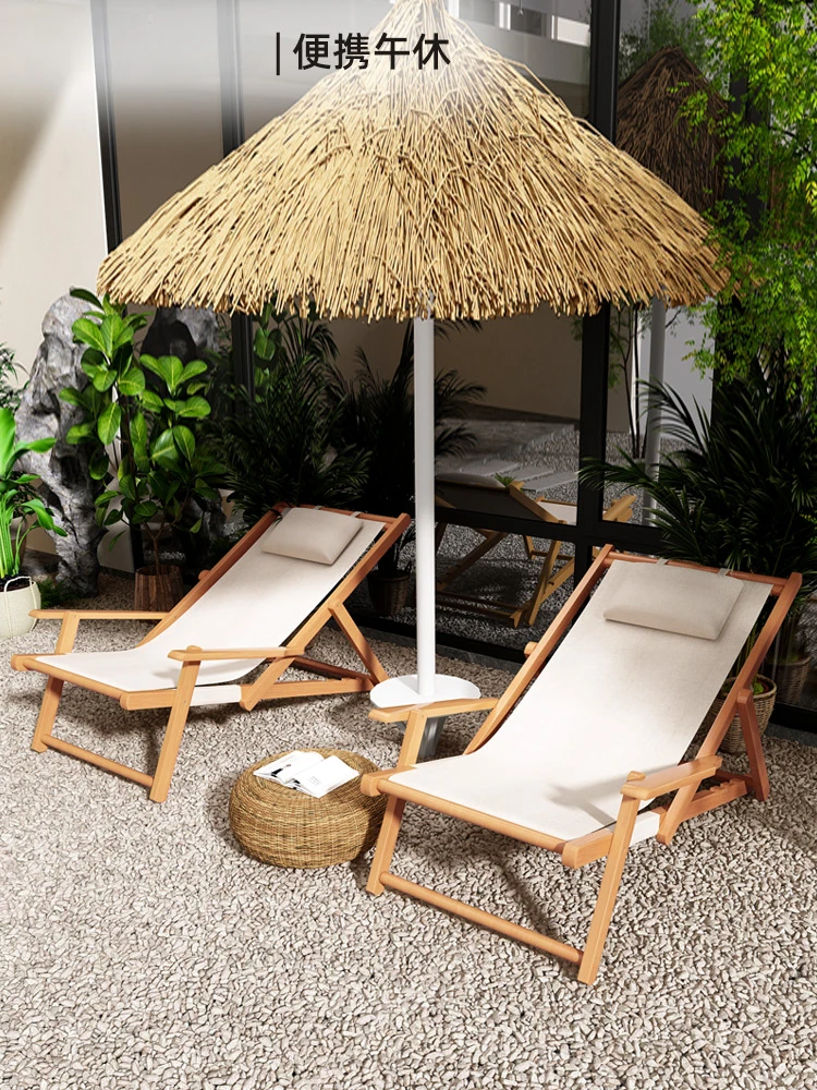 Beach Folding Chair Lounge Canvas Simple outdoor leisure portable lazy chair lunch break folding bed chair