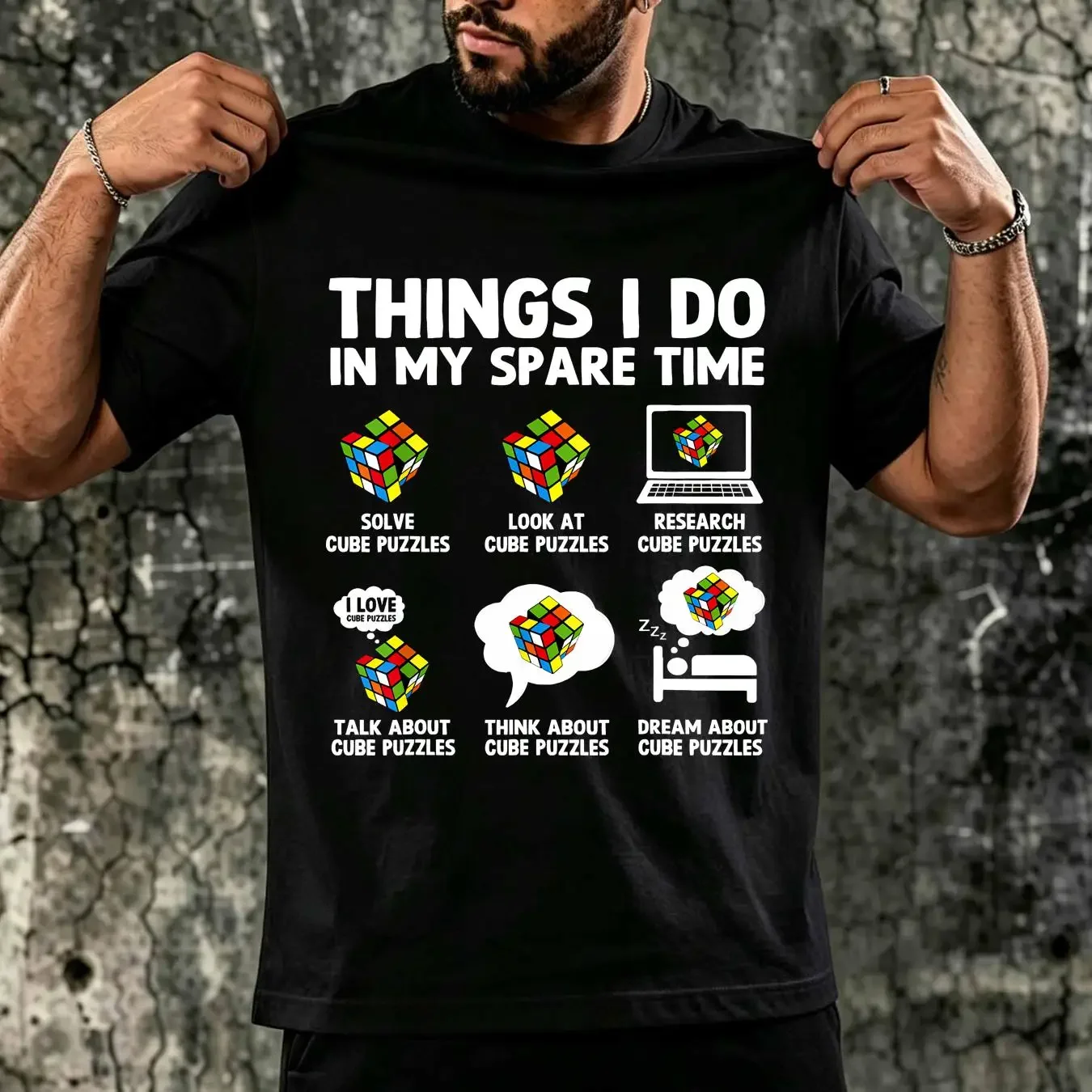 washed T Shirt Things I Do In My Spare Time Cube Puzzle Speed Cubing long or short sleeves vintage Washed Stretched homme