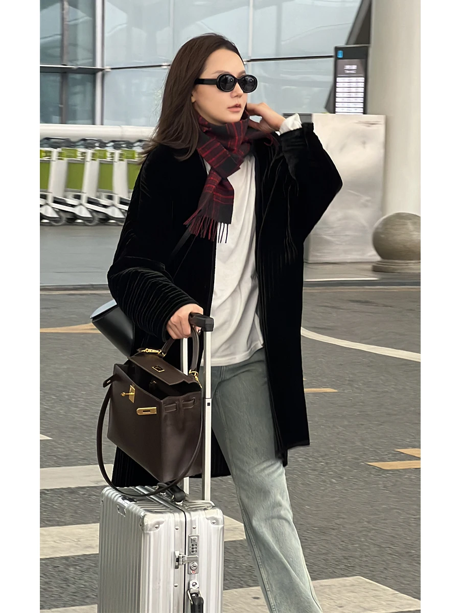 

Taffa8789 Women's Long Cotton Jacket V-Neck Coat Large Size Autumn Winter Fashion Comfortable Fit Cotton Blend Outerwear