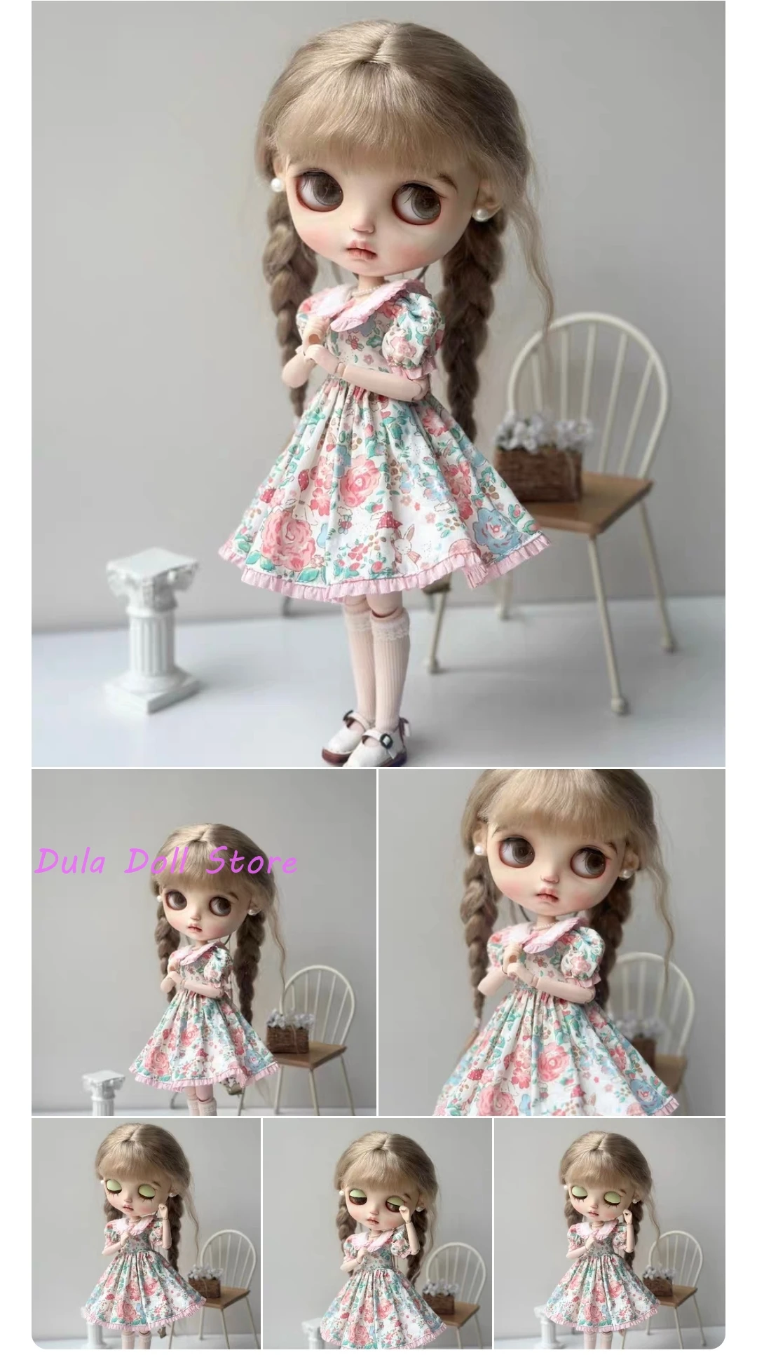 

Одежда для кукол Dula, платье, юбка с цветочным принтом, Blythe Landoudou Landazz ob24 ob22 Azone Licca ICY Bjd Doll