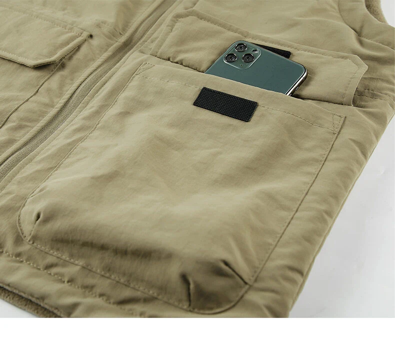 Wendbare Ärmellose Jacke Herrenweste Wintermantel Dicke Warme Fleece-Arbeitskleidung Oberteil Cargo-Weste Windbreaker Neue Mode – Detail 7