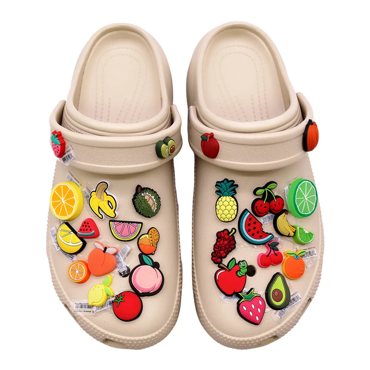 1 Stück Original Orange Pfirsich Banane Apfel Kirsche PVC Schuh Charms Früchte Formen Designer Sandale Obere Dekorationen Clogs Zubehör – Detail 5