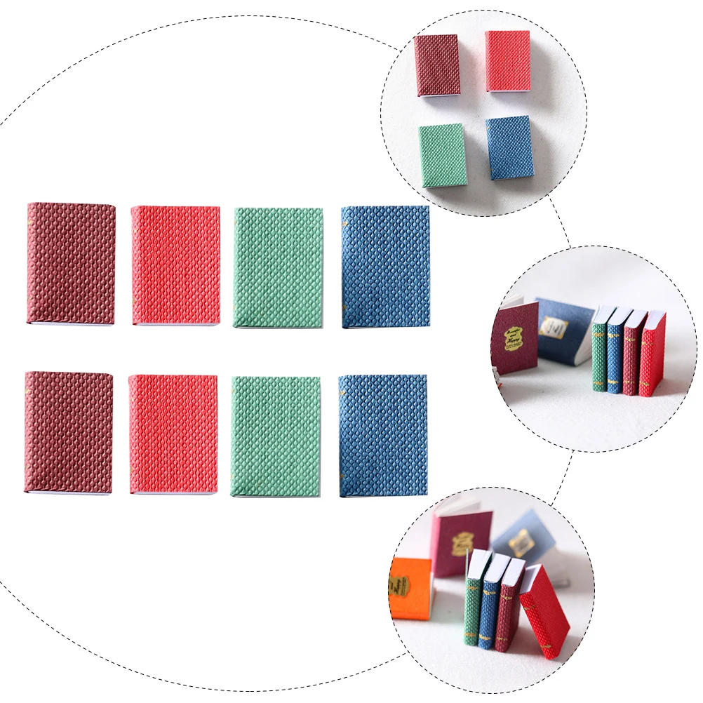 8 Pcs Mini Books Photo naments Small House Decorations Accessory Furniture Paper Craft Model Miniature Scene Props