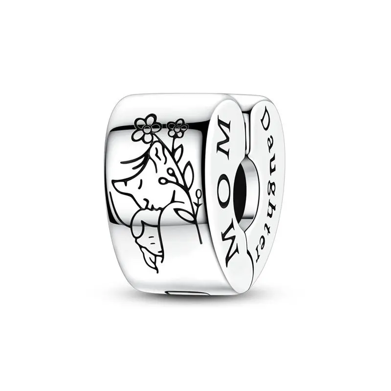 New 925 Sterling Silver Mother Daughter Hug Fixing Clip Charms Bead Fit Original Bracelet DIY Women Engagement Jewelry Gift