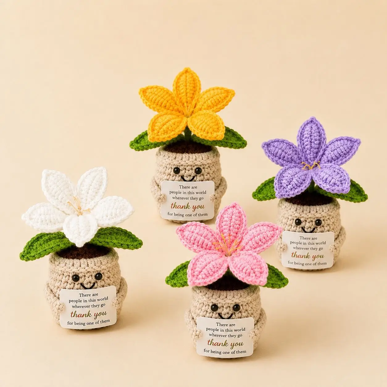 Neue Gehäkelte Emotional Support Lilie im Topf Handgefertigter Gewebter Blumentopf Dankeschön-Geschenk Personalisiertes Geschenk – Detail 1