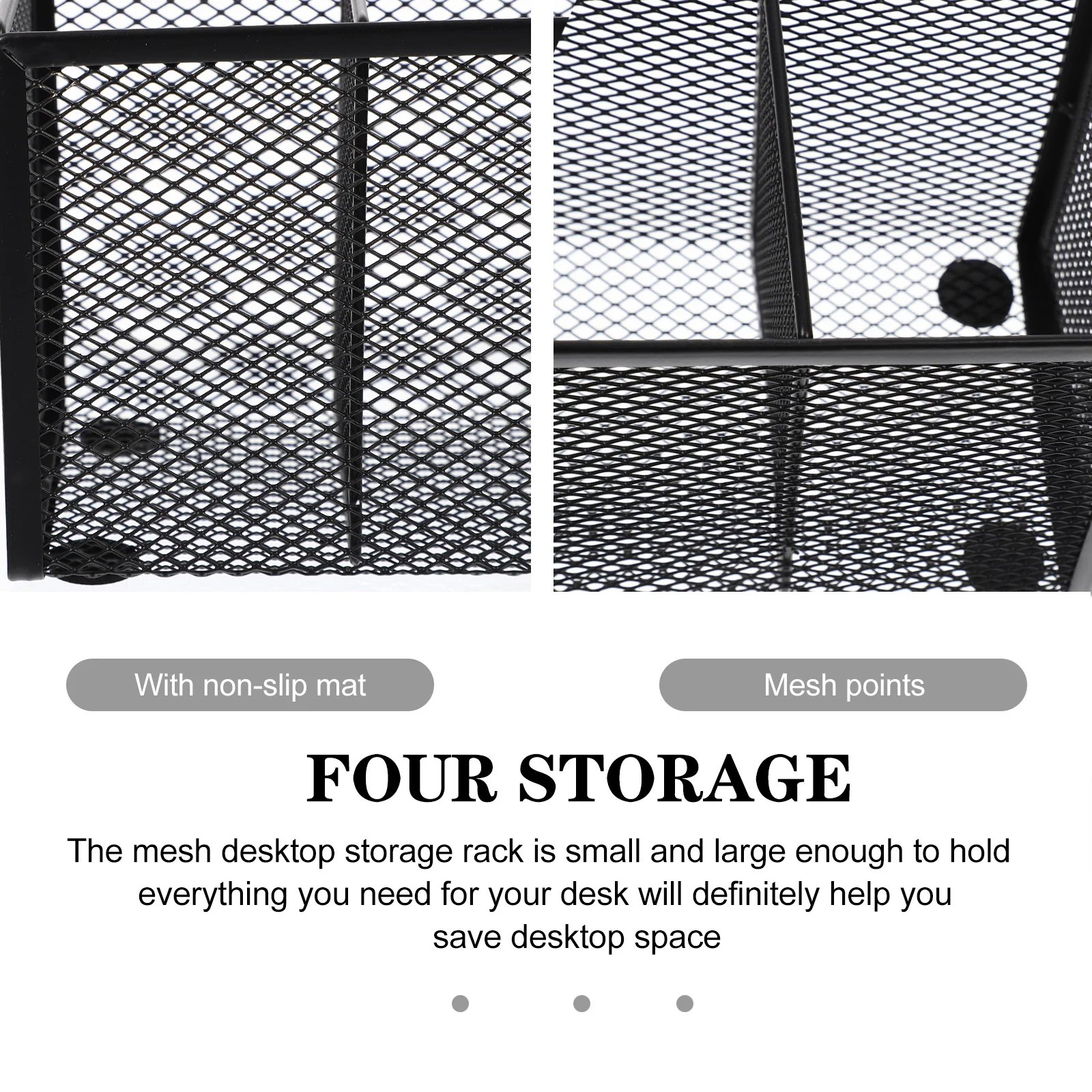 

Black Mesh Metal Desk Organizer 4 Compartments Pencil Holder Pen Storage Box for Office Stationery Sundries Makeup Brushes